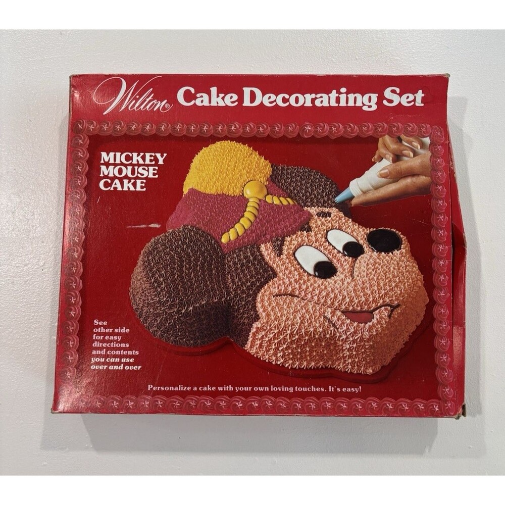 Vintage Mickey Mouse Cake Pan Wilton Box Disney Baking Bakeware Instructions 70s